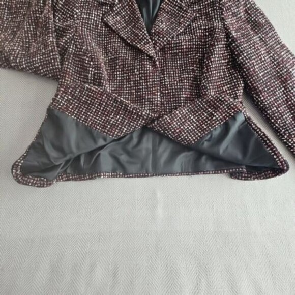 Tape Measure Women's Tweed Jacket Blazer 3-Button Port and Black Lace Gothcore - Picture 6 of 16